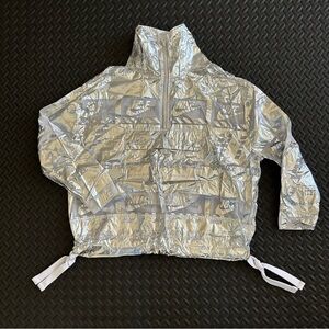 Nike Metallic Silver Windbreaker Women Jacket Size M